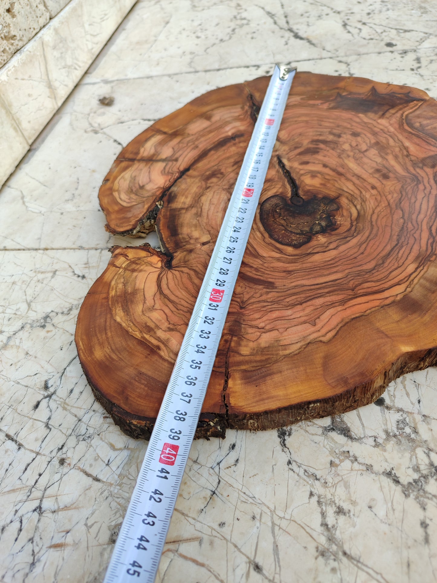Rare Olive Wood Live Edge Slab - Unique Grain - Sustainable Luxury for Epoxy & Luxury Crafts (30x38 cm)