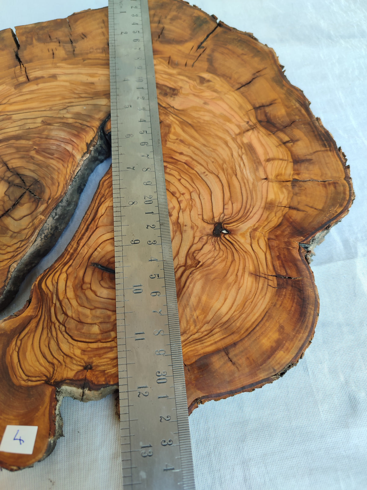 Olive Wood Slab Live Edge Raw 32x33cm Epoxy Resin Handmade