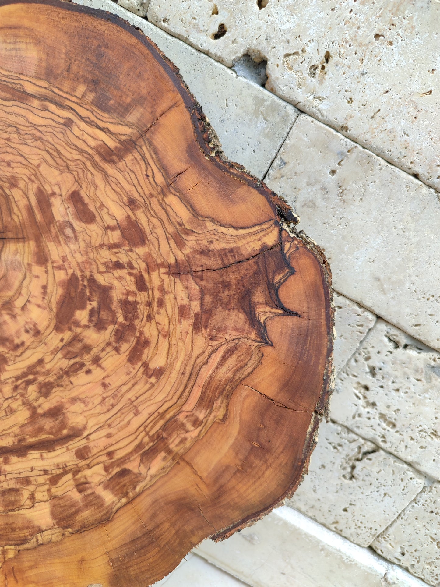 Rare Olive Wood Slab – Live Edge, Unique Grain, Sustainable Luxury – Premium Natural Luster for Epoxy & Artisan Crafts (31x37x2.5 cm)