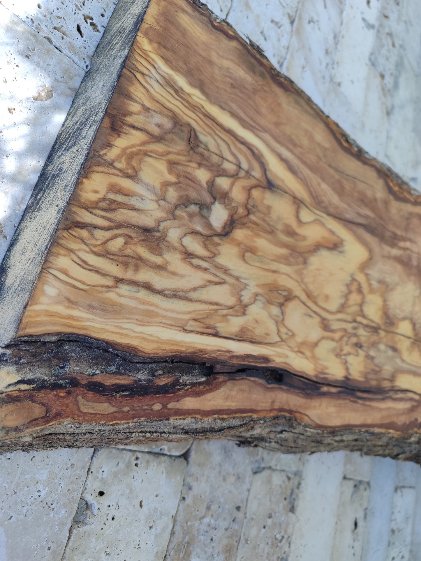 Rare Premium Olive Wood Live Edge Slab - Unique Grain - Sustainable Luxury