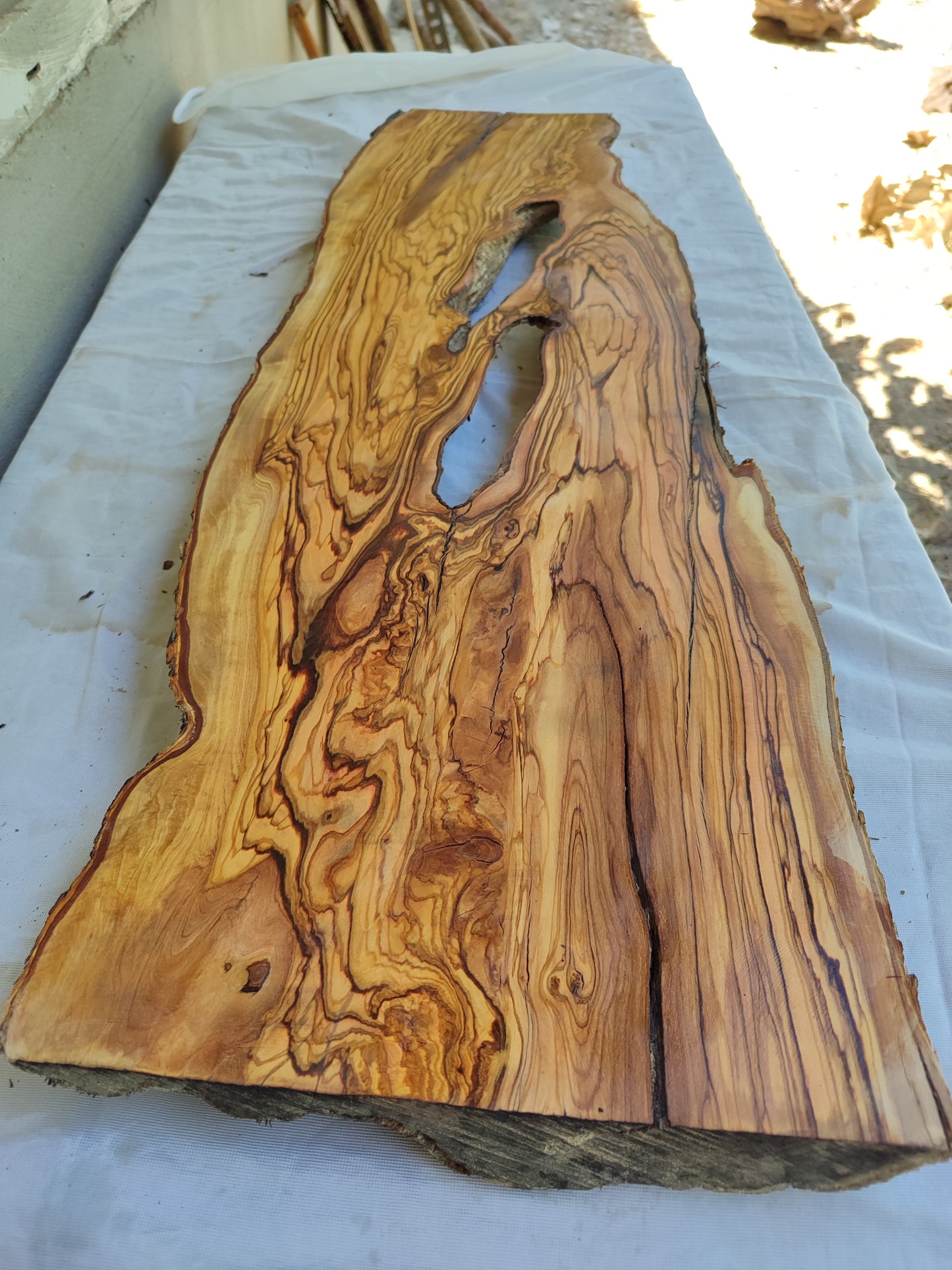 Rare Live Edge Olive Wood Slab – Unique Grain, Sustainable Luxury for Epoxy, Table & Crafts