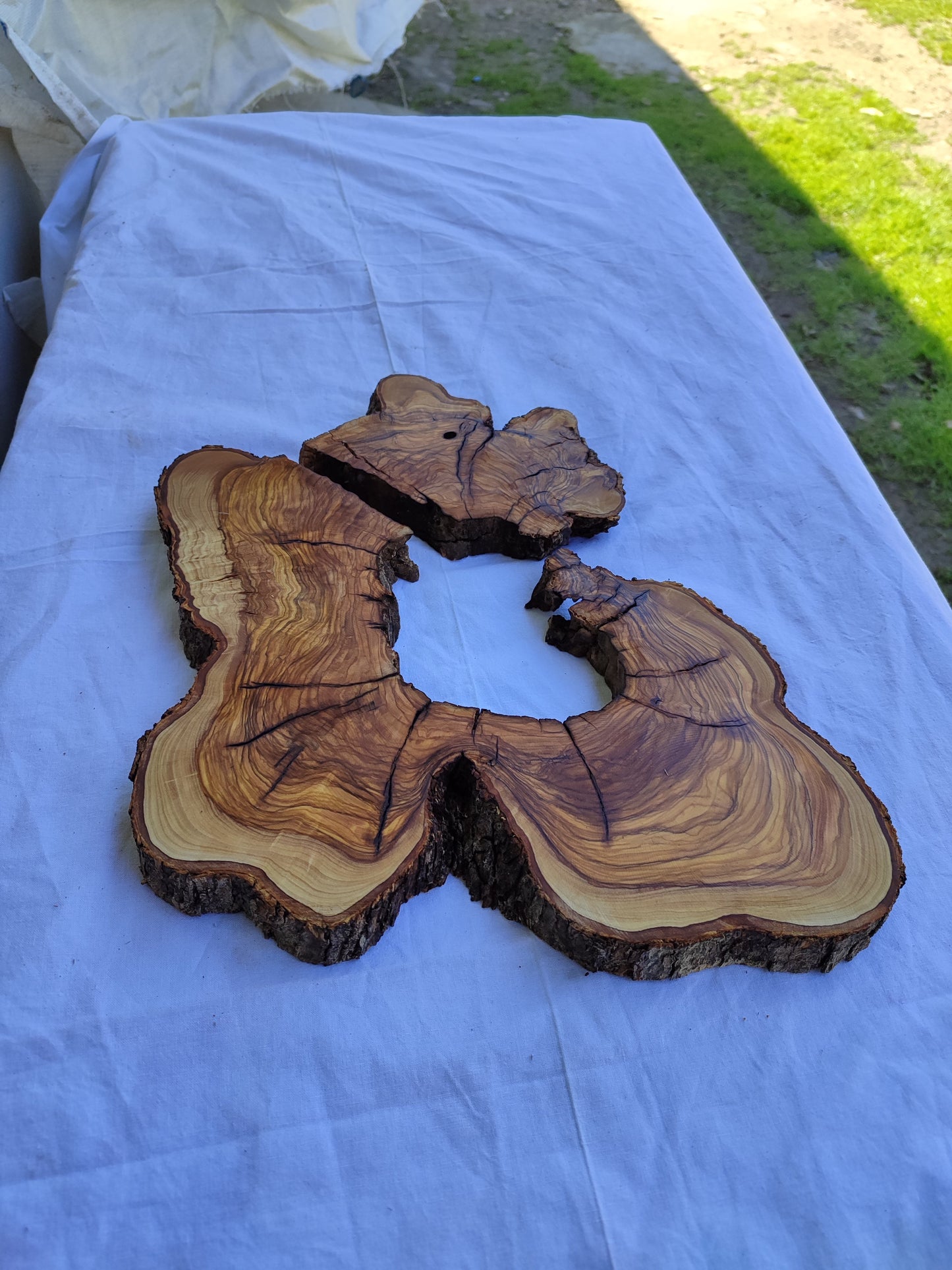 Rare Olive Wood Live Edge Slab 28x40cm - Ultra Dry Figured Lumber for Epoxy Resin Clock Guitar & Luxury Crafts