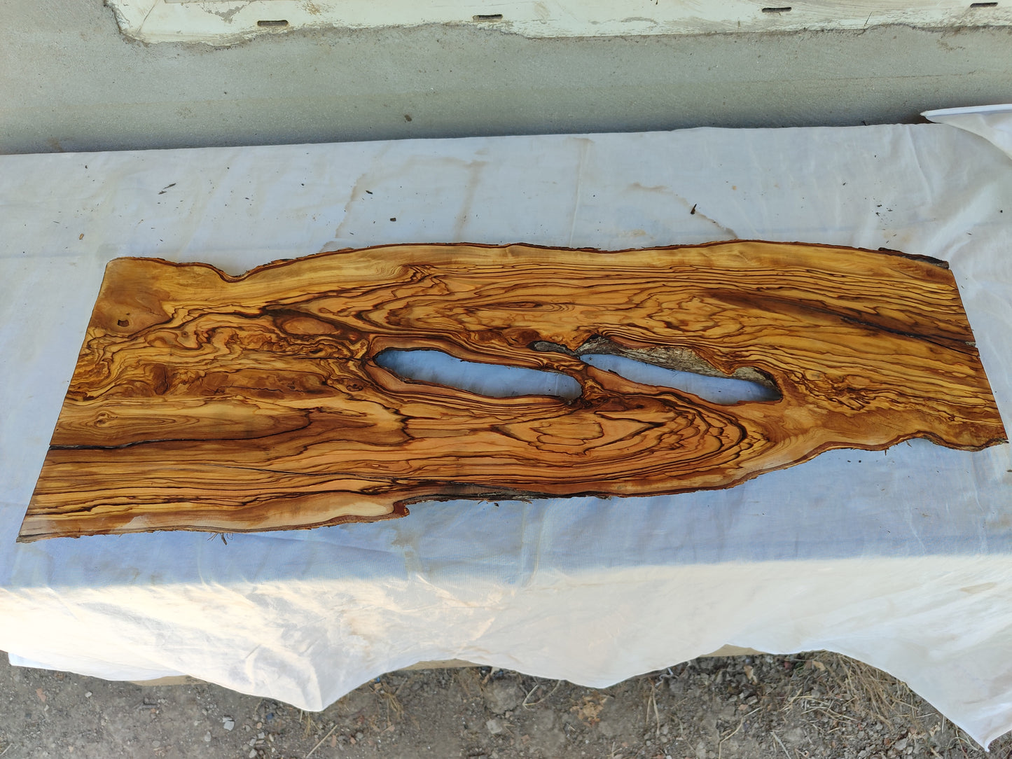 Rare Live Edge Olive Wood Slab – Unique Grain, Sustainable Luxury for Epoxy, Table & Crafts