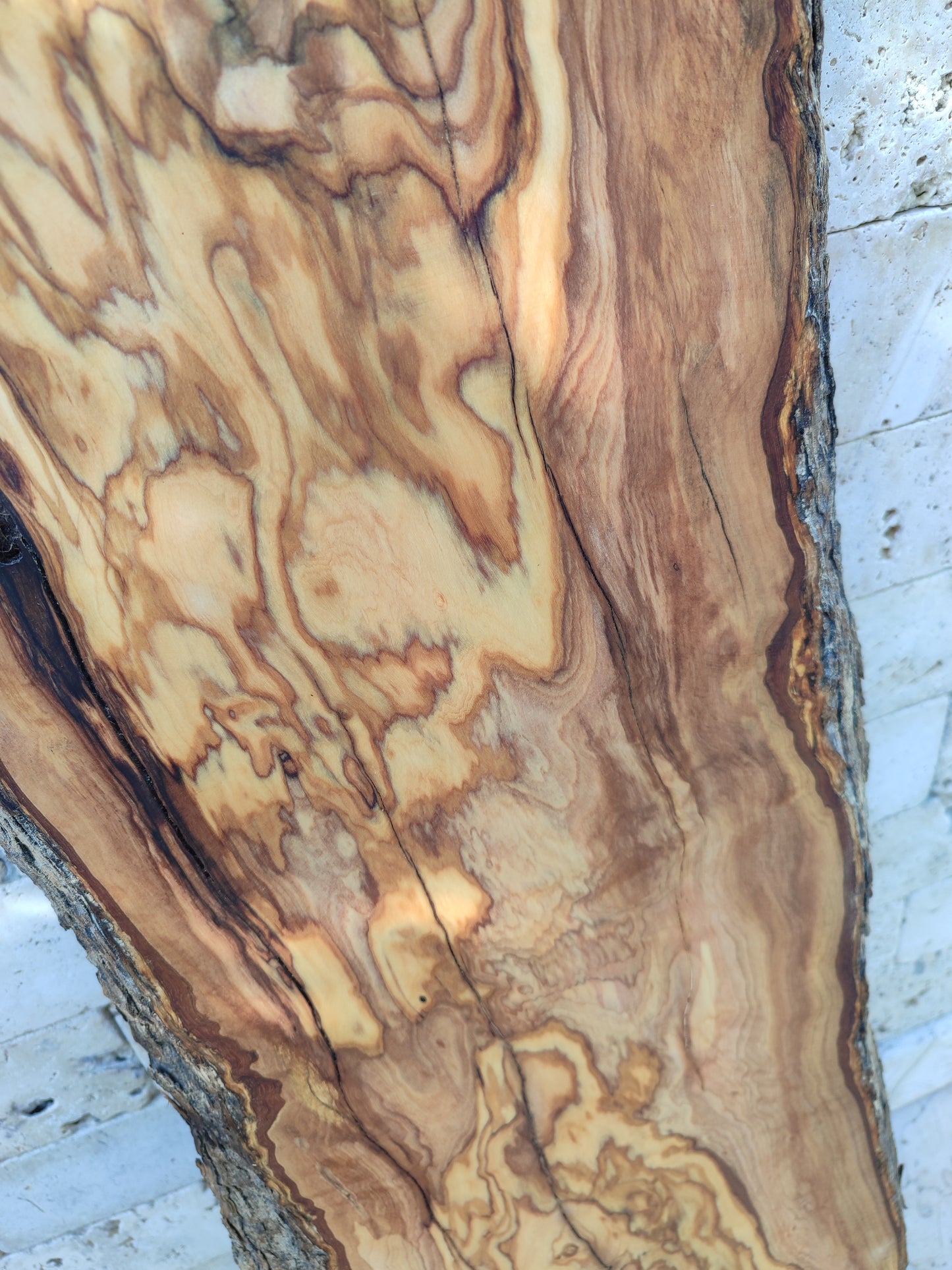 Rare Premium Olive Wood Live Edge Slab - Unique Grain - Sustainable Luxury