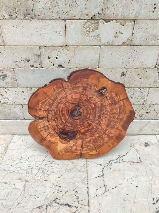 Rare Olive Wood Slab - Live Edge Premium Natural Luster - Sustainable Luxury, Unique Grain, 33x40x2.5 cm