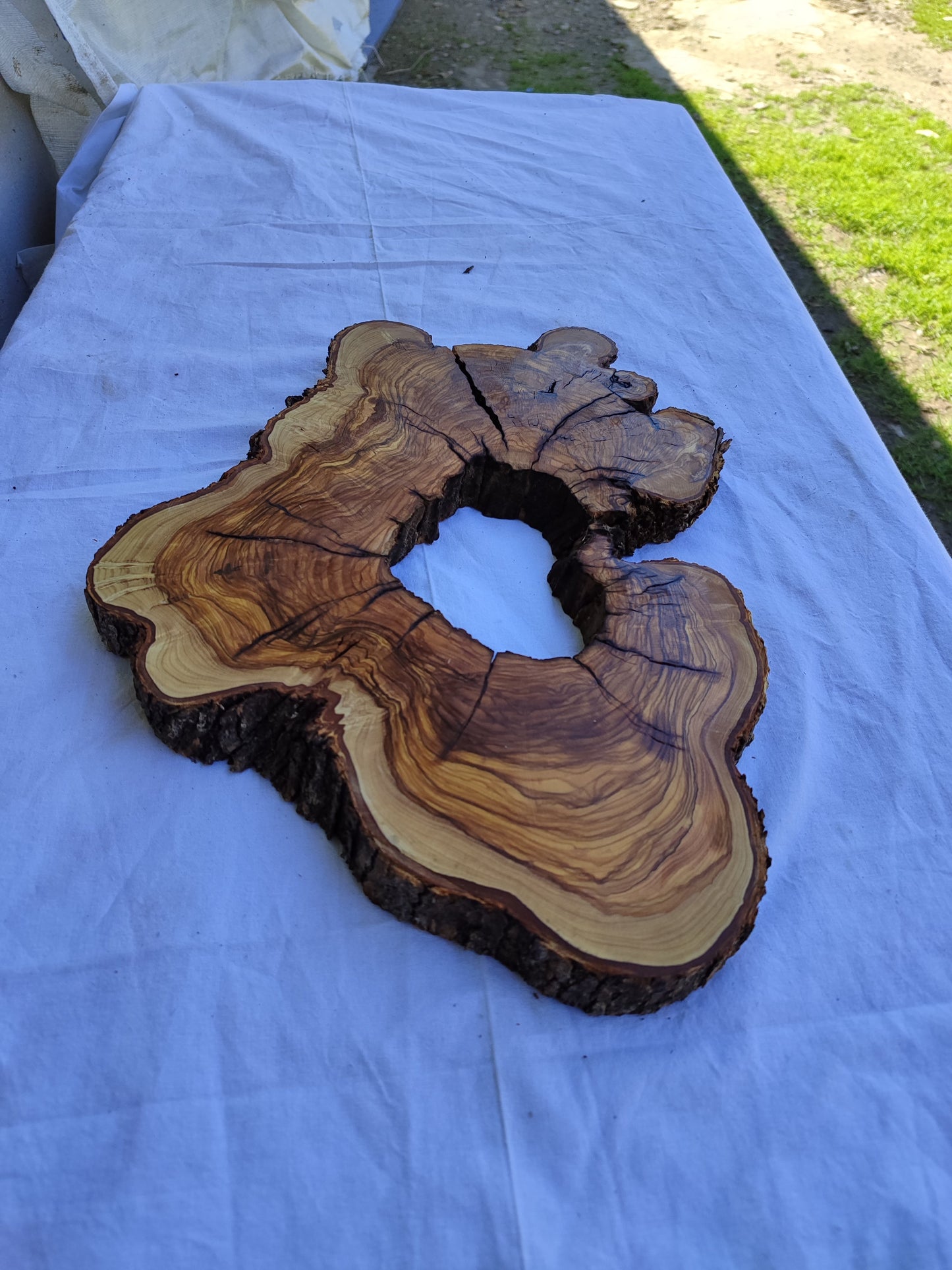 Rare Olive Wood Live Edge Slab 28x40cm | Exotic Epoxy Resin & Luthier Wood | Super Dry 3% Moisture | Sustainable Luxury