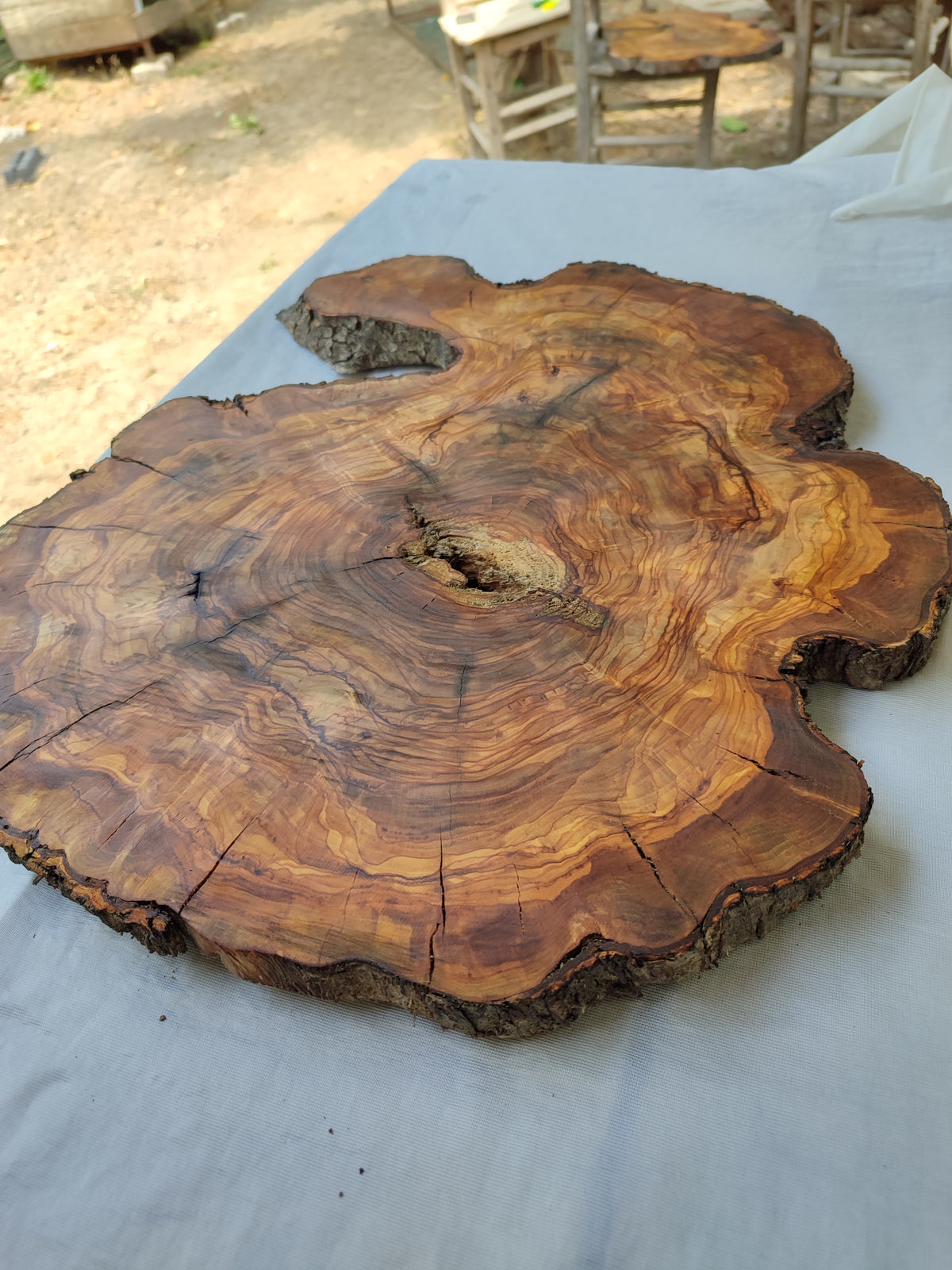 Live Edge Olive Wood Slab 38x46cm Epoxy Resin Coffee Table