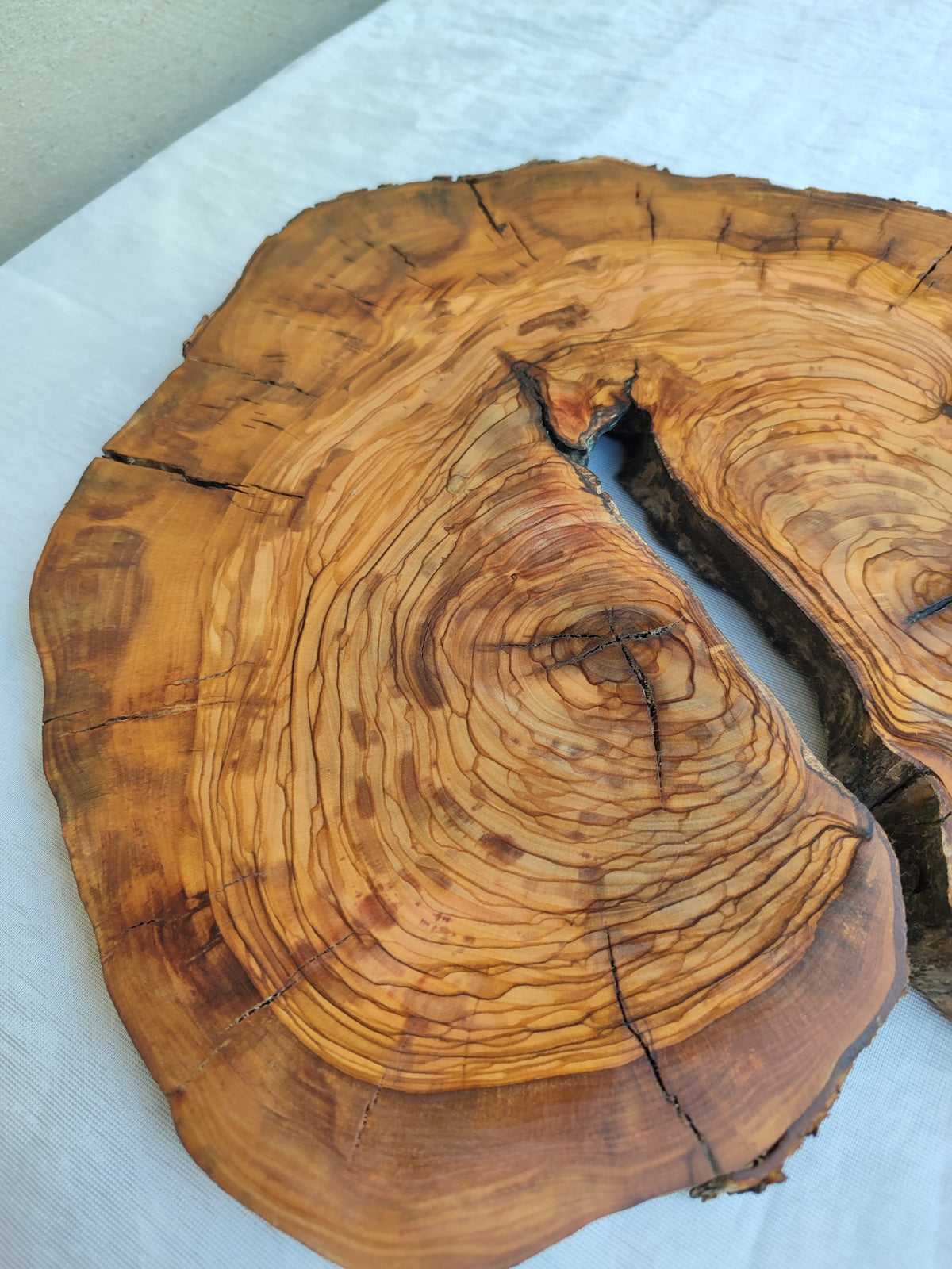 Olive Wood Slab Live Edge Raw 32x33cm Epoxy Resin Handmade