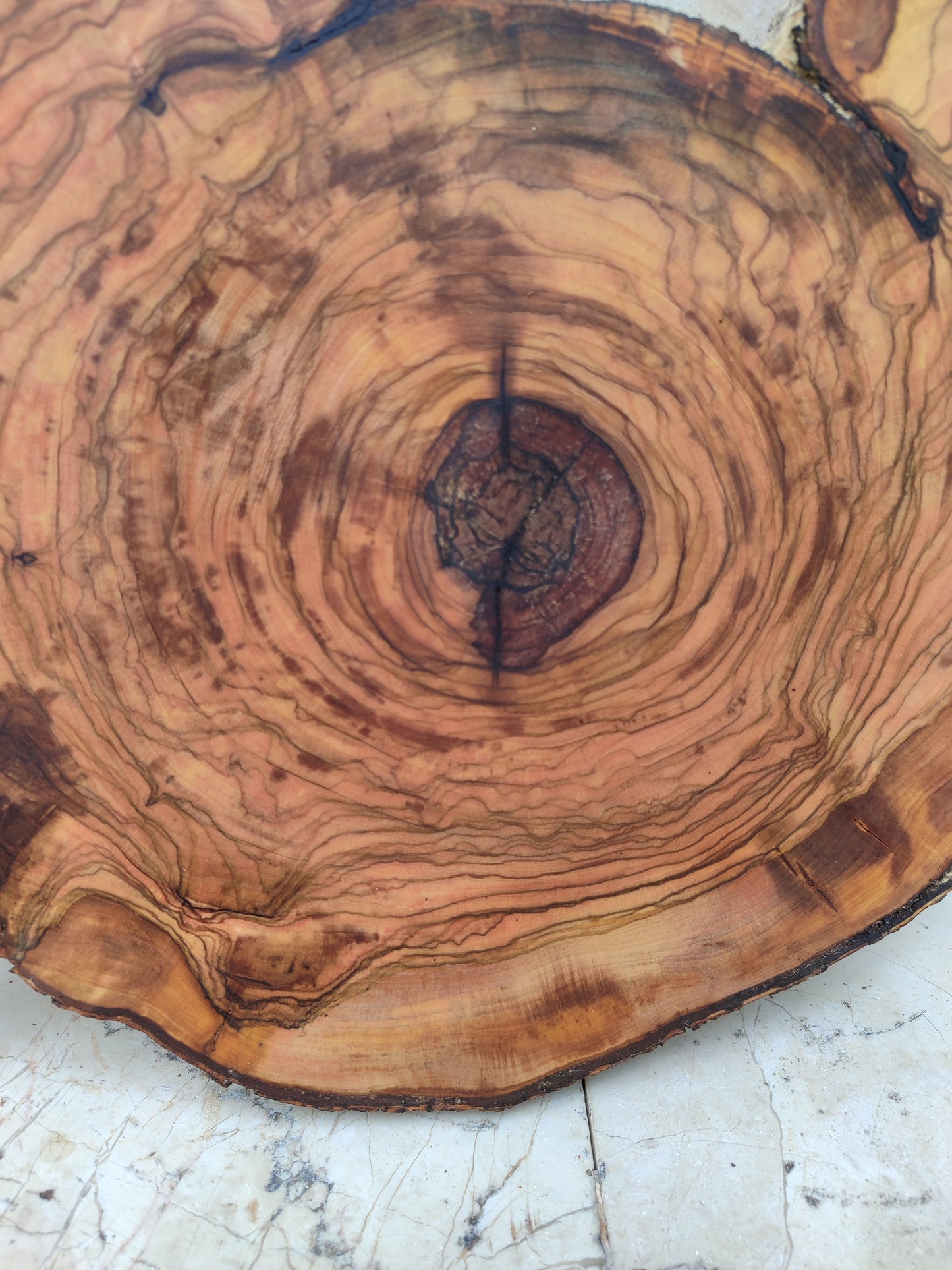 Rare Olive Wood Live Edge Slab – 31x40cm Premium Sustainable Luxury, Unique Grain, Natural Luster, Epoxy Friendly
