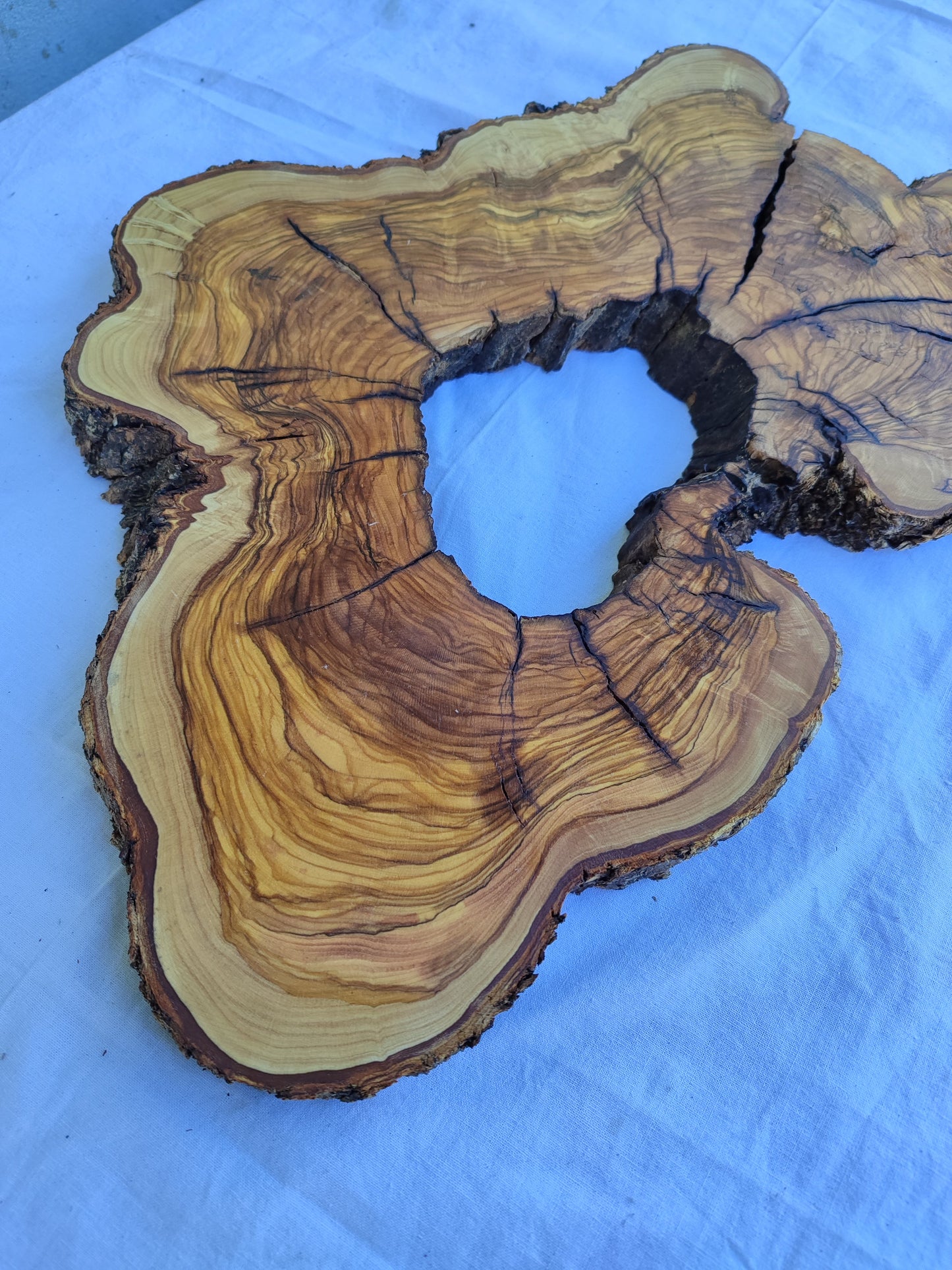 Rare Olive Wood Live Edge Slab 28x40cm | Exotic Epoxy Resin & Luthier Wood | Super Dry 3% Moisture | Sustainable Luxury