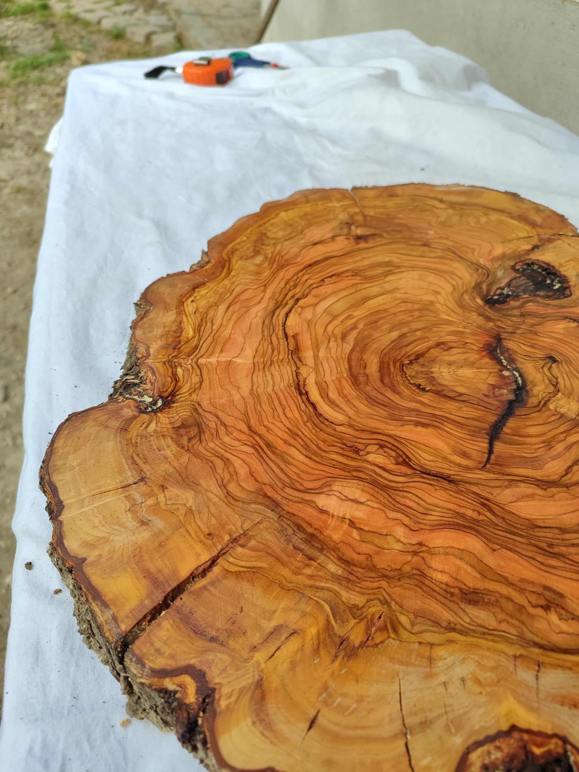 Rare Olive Wood Live Edge Slab – 39x42x2.5 cm – Unique Grain Sustainable Luxury for Epoxy & Crafts - Olive Generic