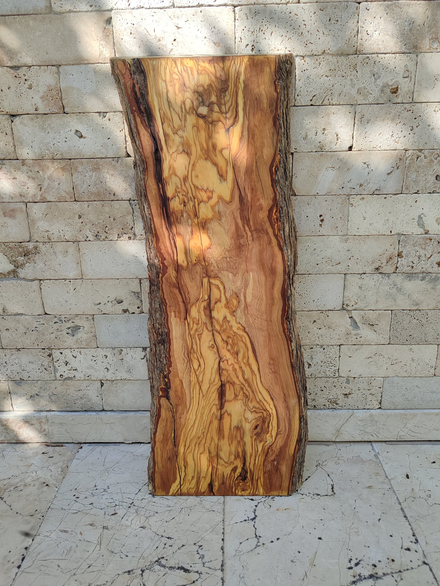 Rare Premium Olive Wood Live Edge Slab - Unique Grain - Sustainable Luxury