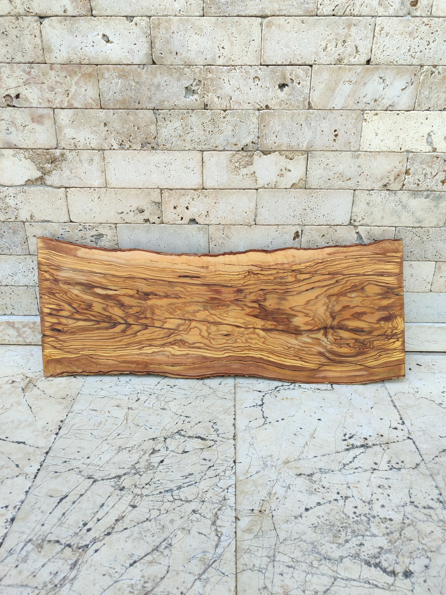 Rare Premium Olive Wood Live Edge Slab - Unique Grain - Sustainable Luxury