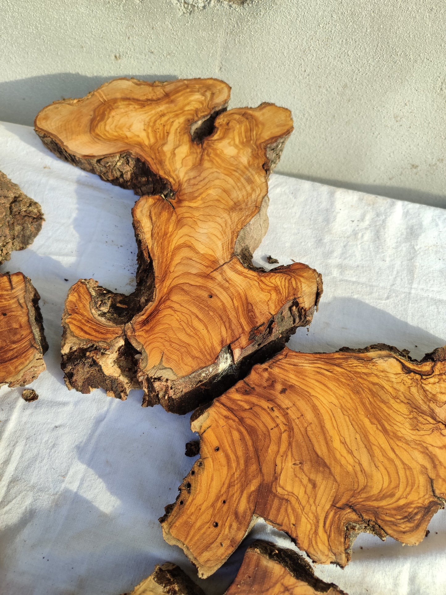 Rare Olive Wood Slab 23"x23" | Live Edge Epoxy Table Top | Premium Luthier Wood | Dry Exotic Lumber | Unique Grain DIY Art 58x59cm.