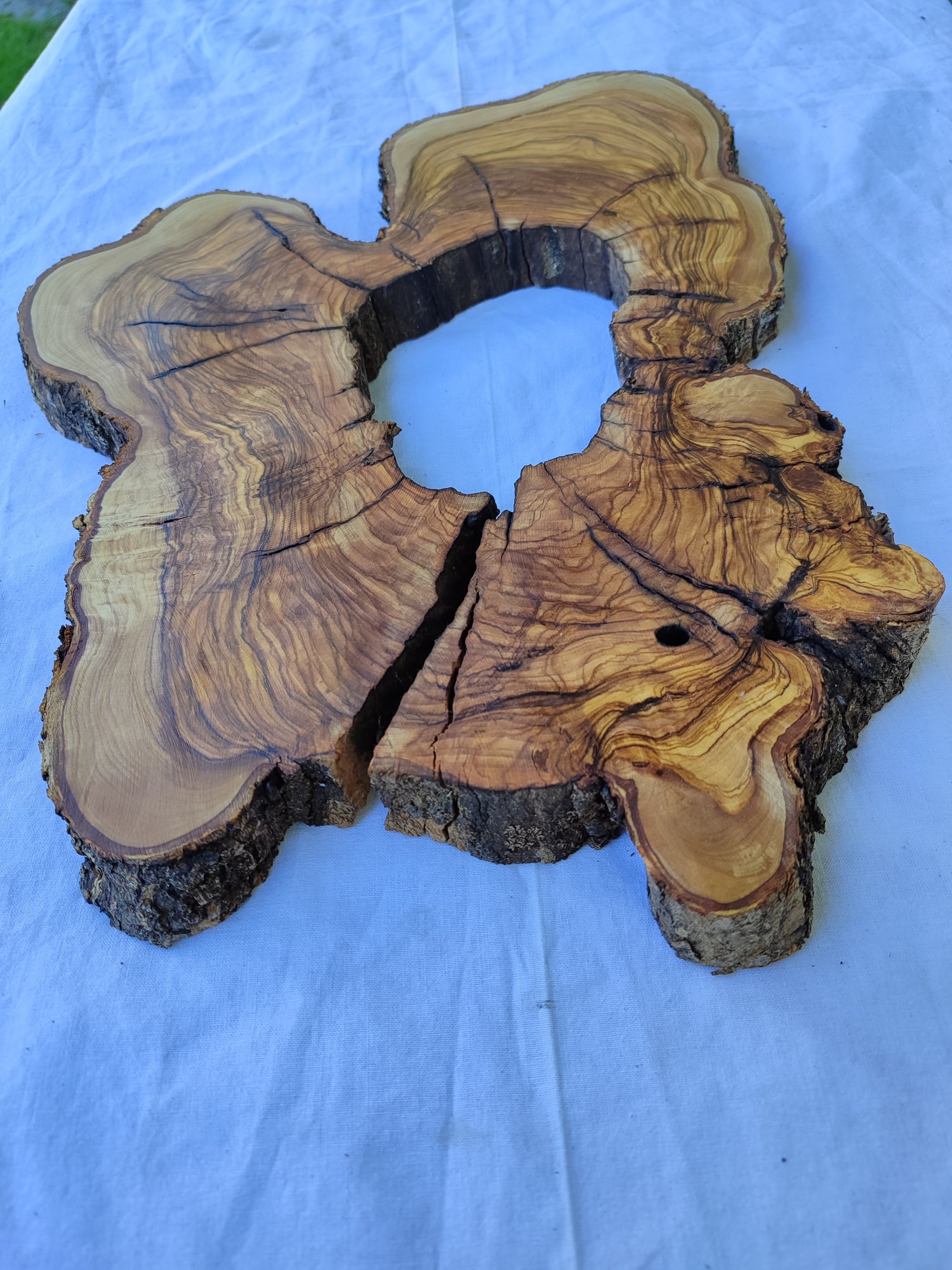 Rare Olive Wood Slab 28x39cm - Ultra Dry Live Edge Burl for Epoxy Resin & Luxury Crafts | Unique Grain Luthier Material