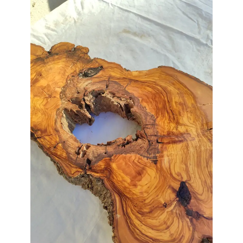 Large Olive Wood Slab 200+ Years | Live Edge Wood Slice 50x34cm for Epoxy.