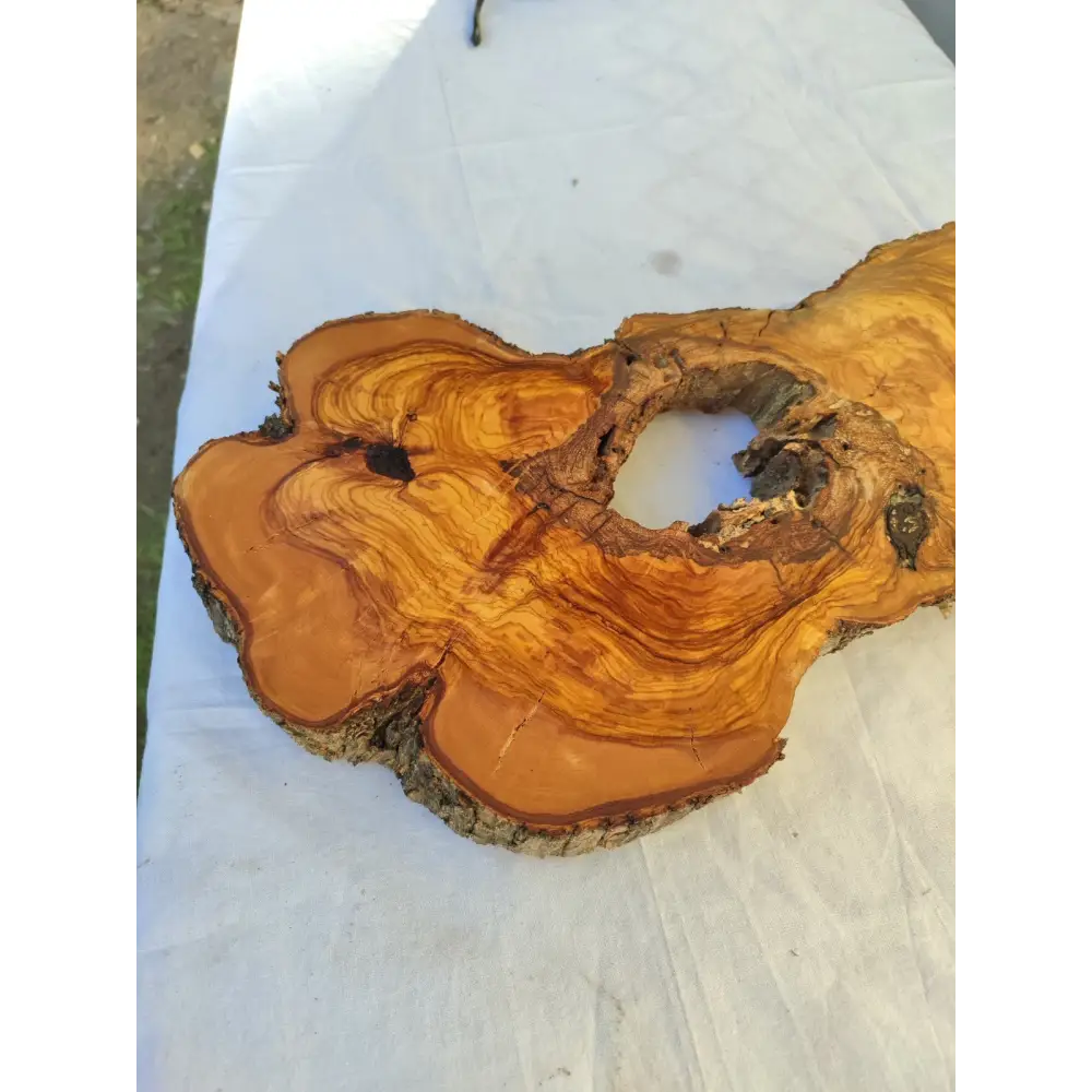 Large Olive Wood Slab 200+ Years | Live Edge Wood Slice 50x34cm for Epoxy.