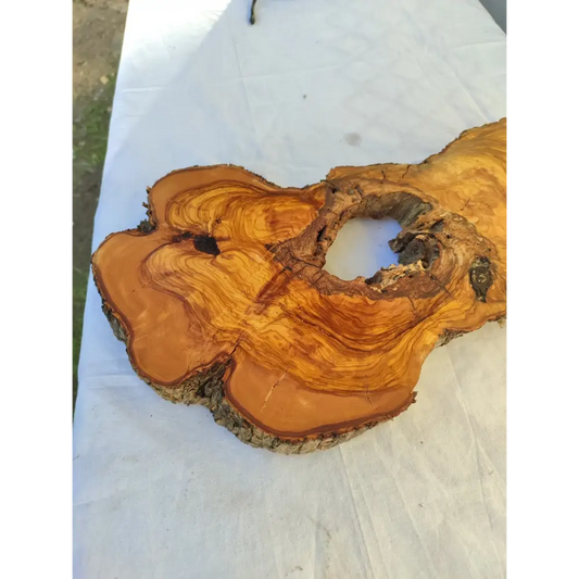 Large Olive Wood Slab 200+ Years | Live Edge Wood Slice 50x34cm for Epoxy.