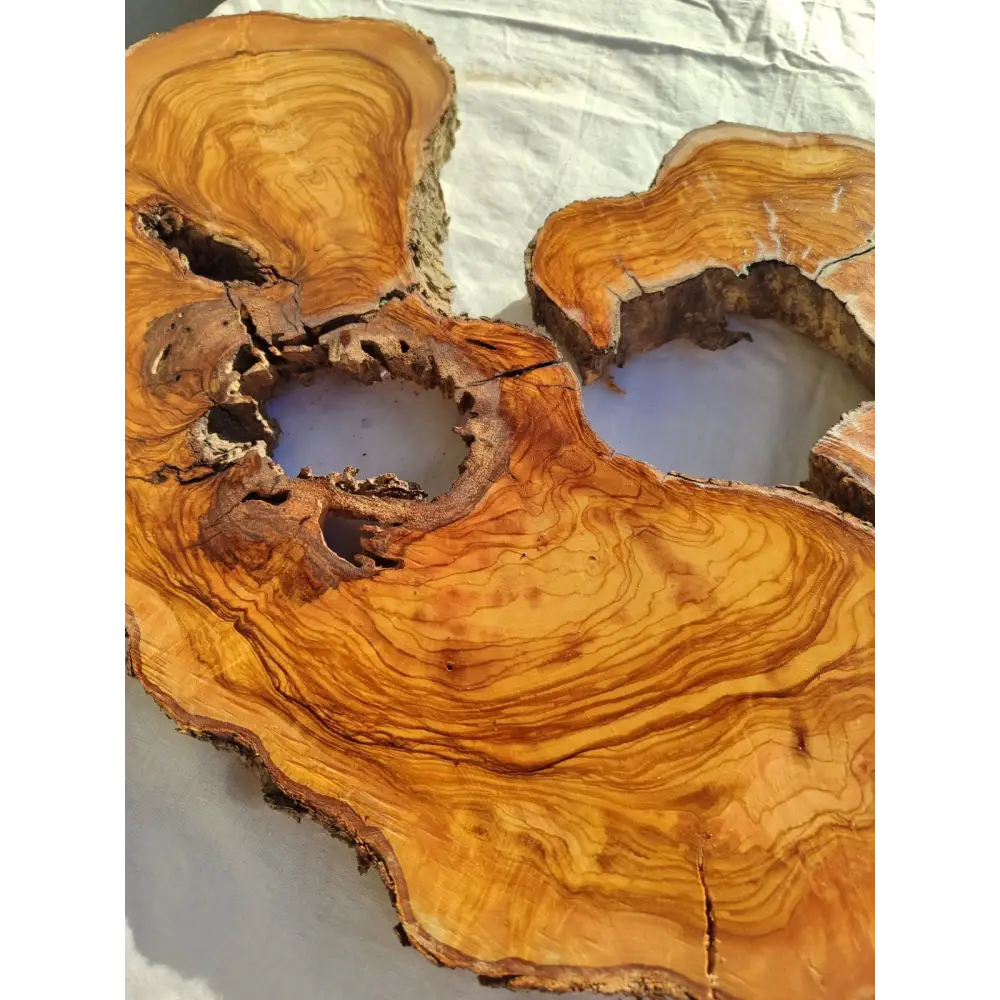 Large Olive Wood Slab 200+ Years | Live Edge Wood Slice 50x34cm for Epoxy.