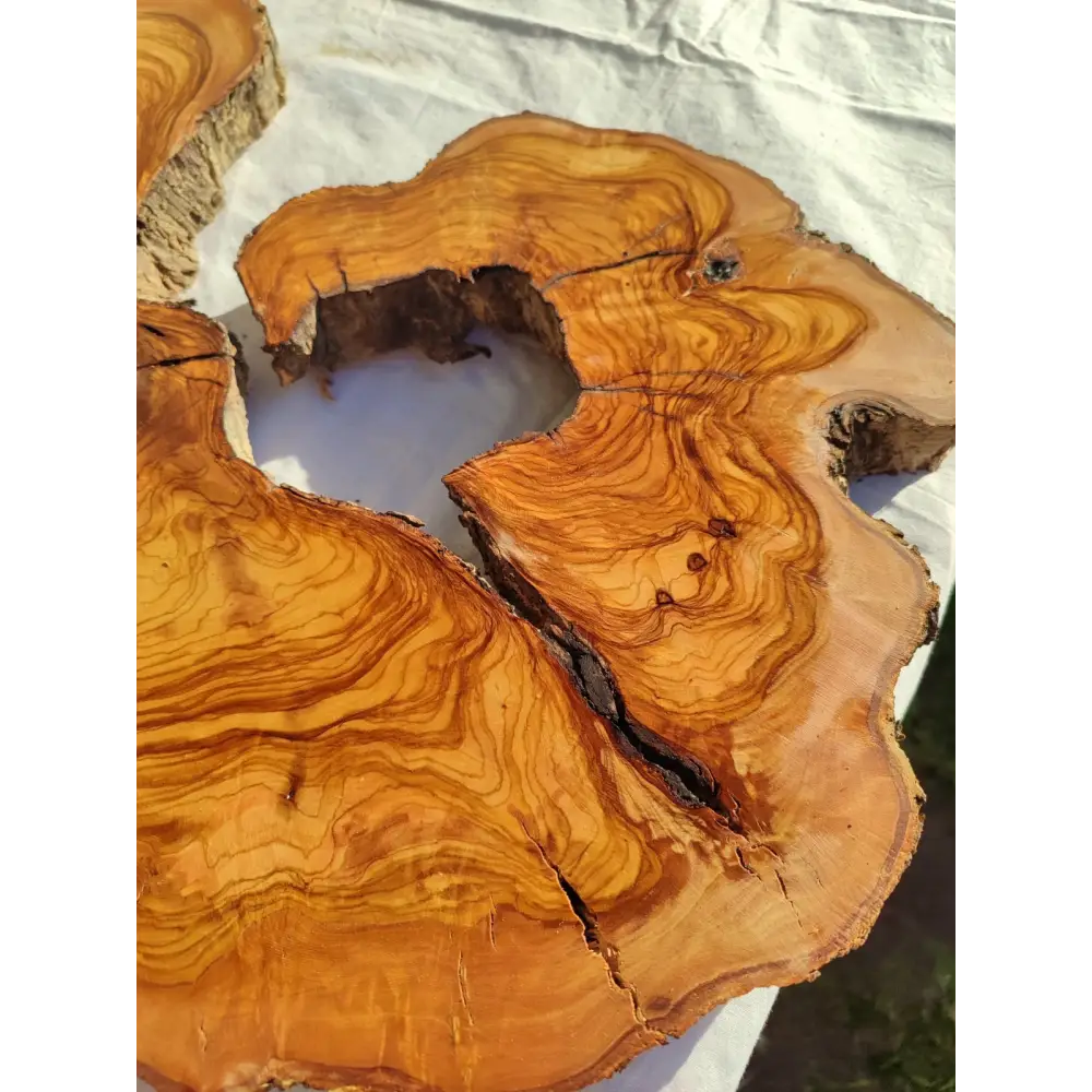 Large Olive Wood Slab 200+ Years | Live Edge Wood Slice 50x34cm for Epoxy.
