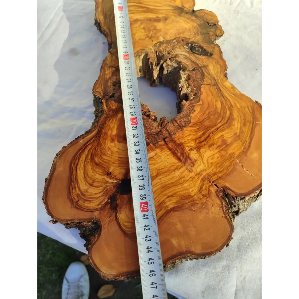 Large Olive Wood Slab 200+ Years | Live Edge Wood Slice 50x34cm for Epoxy.
