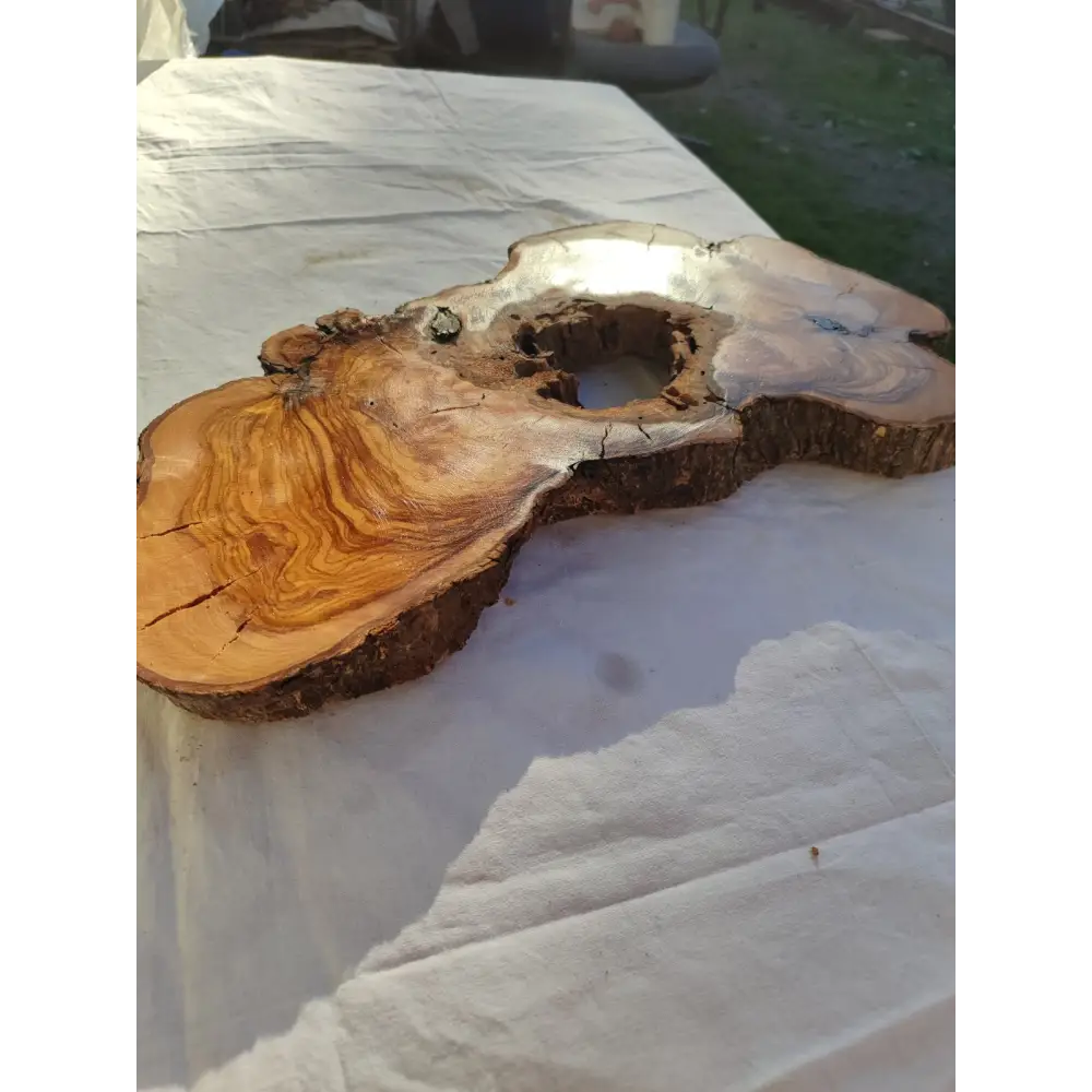 Large Olive Wood Slab 200+ Years | Live Edge Wood Slice 50x34cm for Epoxy.