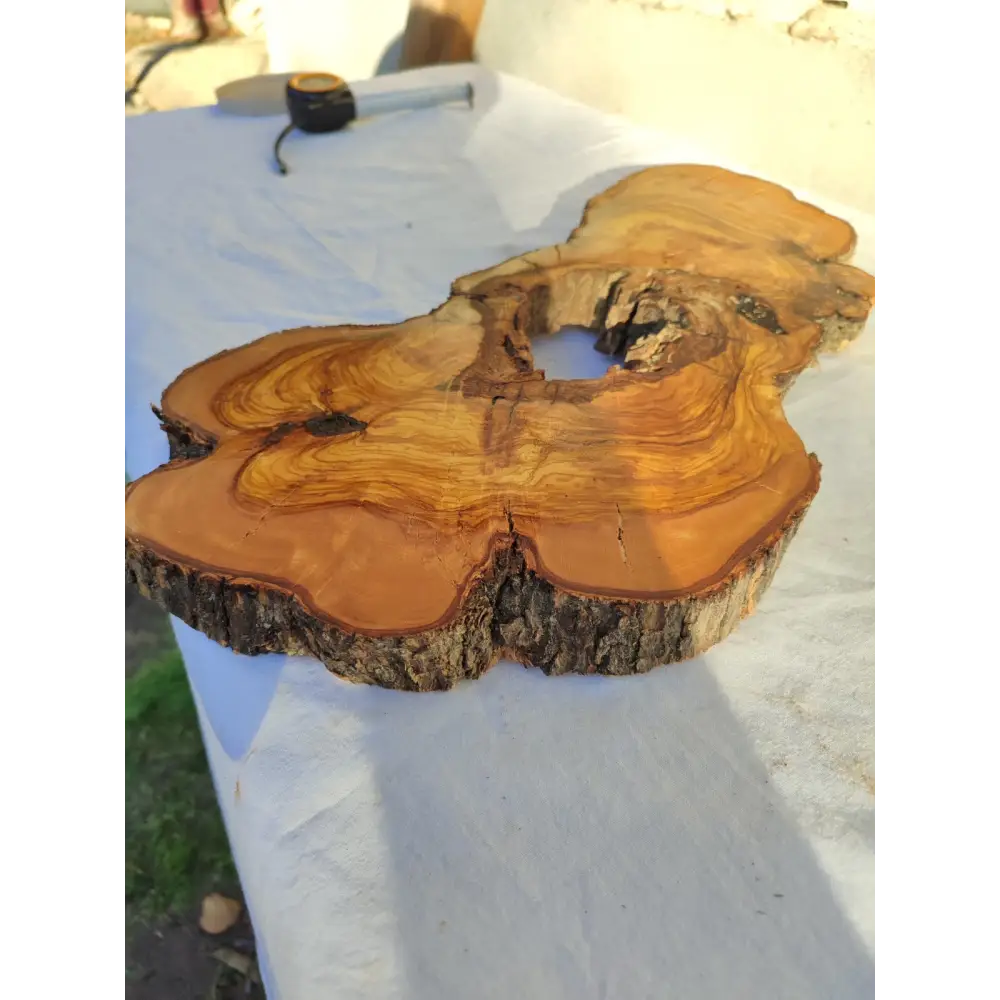 Large Olive Wood Slab 200+ Years | Live Edge Wood Slice 50x34cm for Epoxy.
