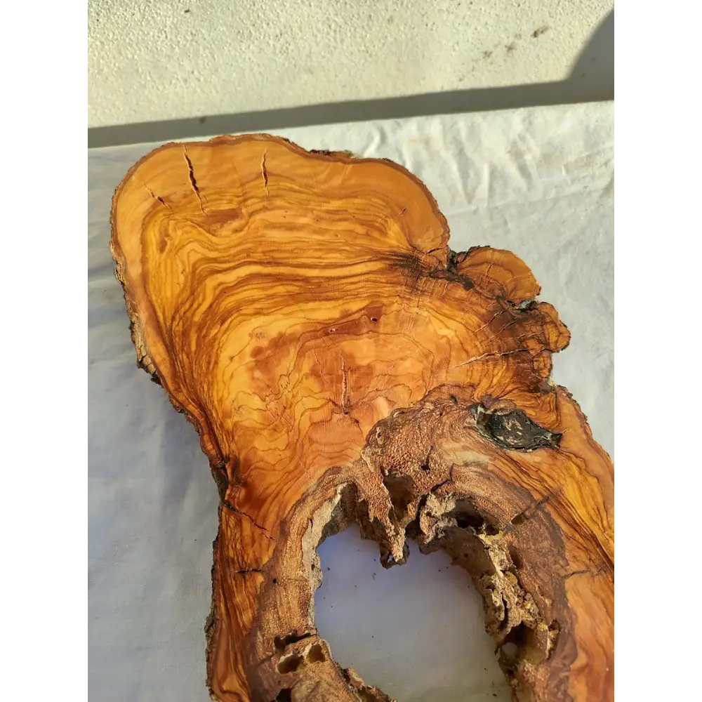 Large Olive Wood Slab 200+ Years | Live Edge Wood Slice 50x34cm for Epoxy.
