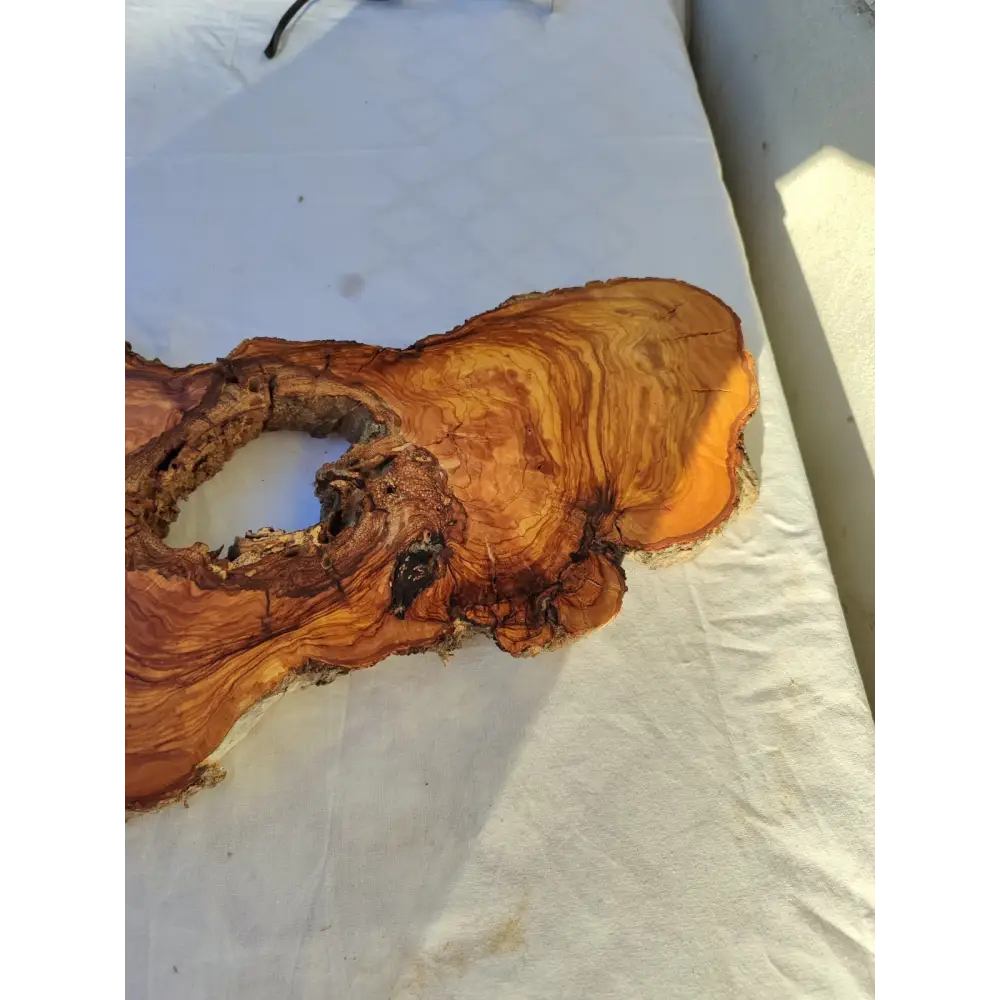 Large Olive Wood Slab 200+ Years | Live Edge Wood Slice 50x34cm for Epoxy.