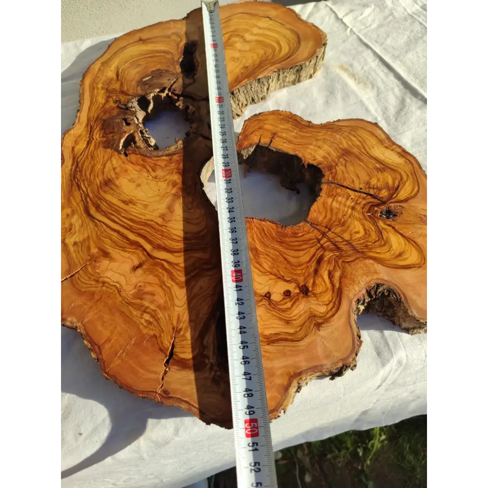 Large Olive Wood Slab 200+ Years | Live Edge Wood Slice 50x34cm for Epoxy.