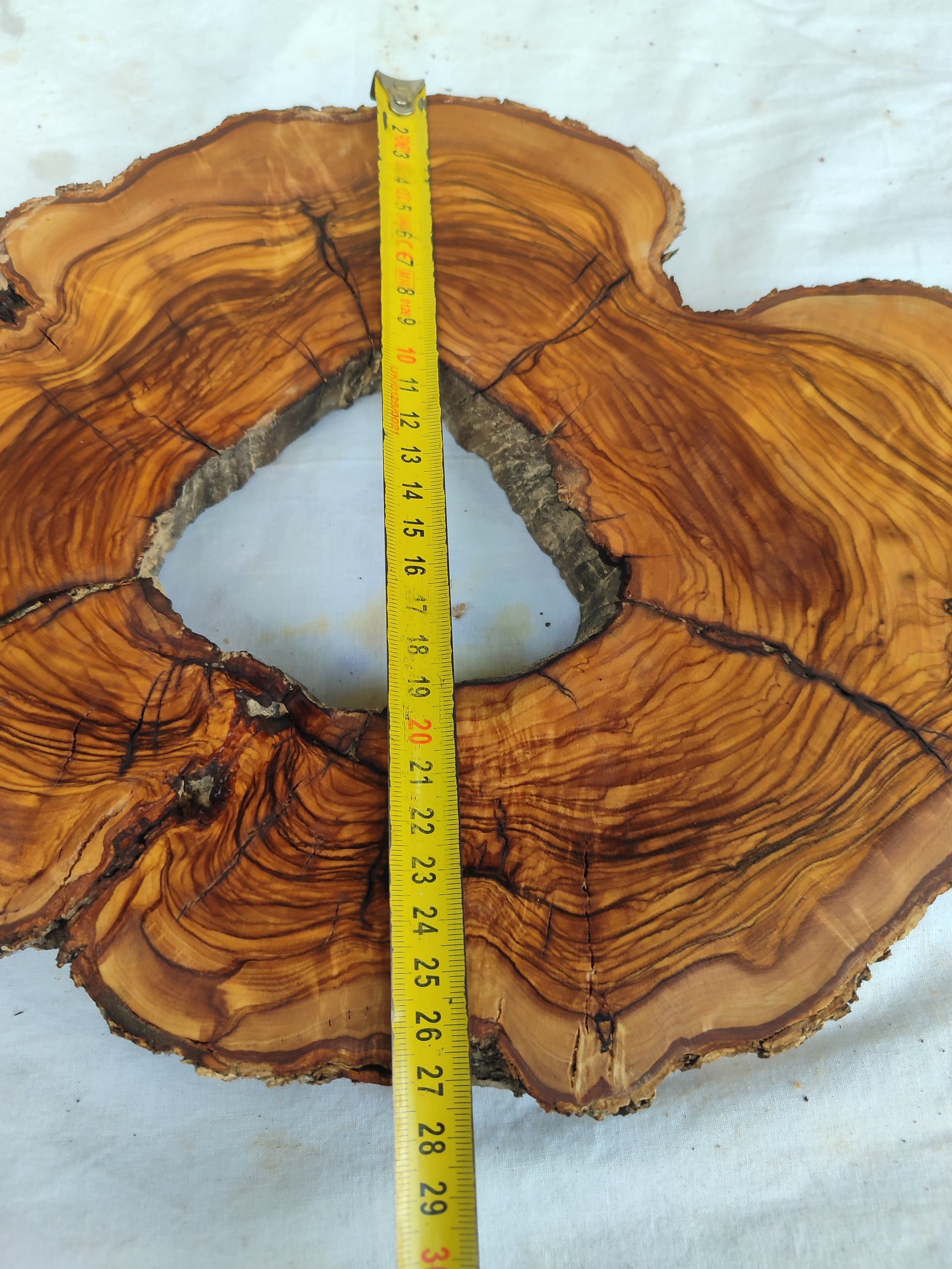 Premium Rare Olive Wood Live Edge Slab – Unique Grain Sustainable Luxury 27x38x3 cm - Olive Generic