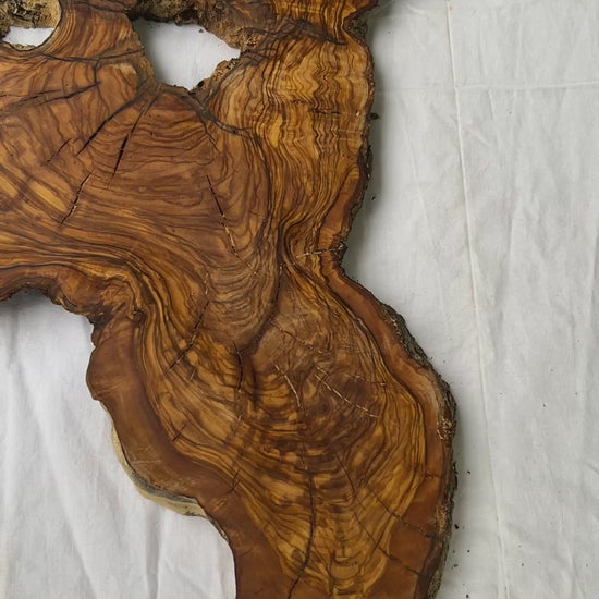 Rare Olive Wood Slab 53x30cm Live Edge for Epoxy Resin Art, Luxury Coffee Table & Clock Making | Super Dry 3% Moisture Unique Grain DIY.