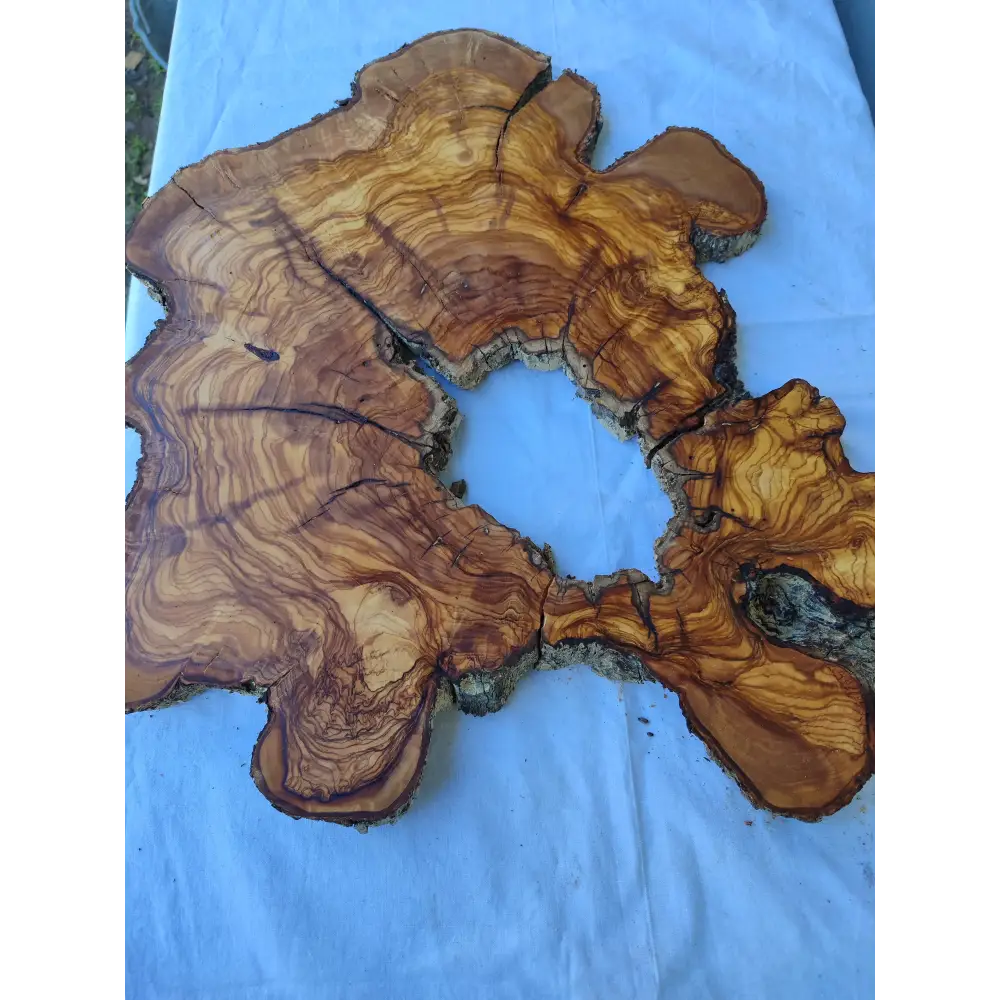 Rare Huge Live Edge Olive Wood Burl Slab 48x52cm - Premium Dry Exotic Lumber for Epoxy Resin Art, Guitar Body & Luxury Coffee Table DIY.