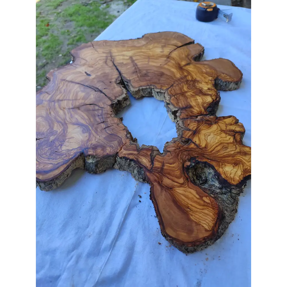 Rare Huge Live Edge Olive Wood Burl Slab 48x52cm - Premium Dry Exotic Lumber for Epoxy Resin Art, Guitar Body & Luxury Coffee Table DIY.