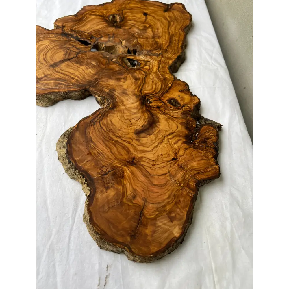 Rare Live Edge Olive Wood Slab 38x61cm - Premium Dry Luthier Lumber for Epoxy Resin Art, Coffee Tables & Unique Guitar Bodies.