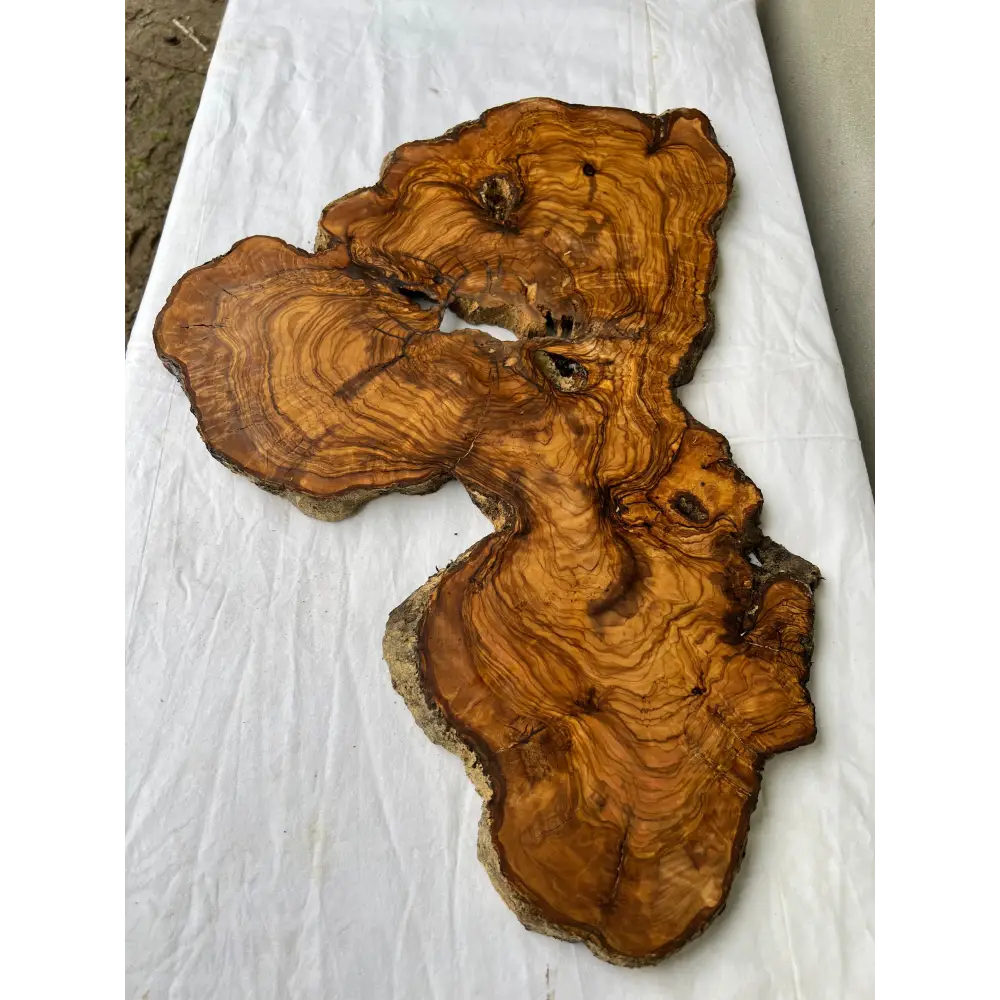 Rare Live Edge Olive Wood Slab 38x61cm - Premium Dry Luthier Lumber for Epoxy Resin Art, Coffee Tables & Unique Guitar Bodies.