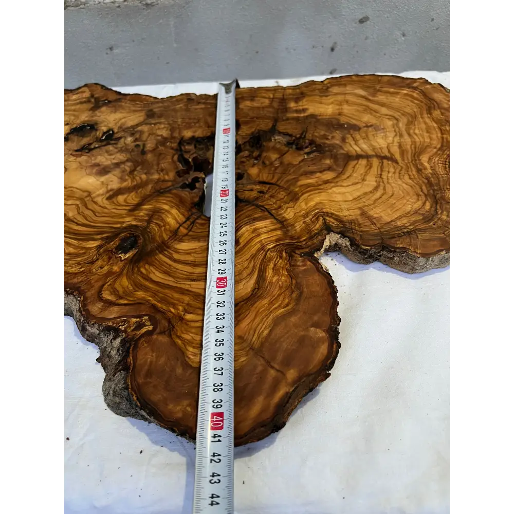 Rare Live Edge Olive Wood Slab 41x65cm | Unique Grain for Epoxy Resin, Luthier & Luxury Decor | Sustainable Premium DIY Material.