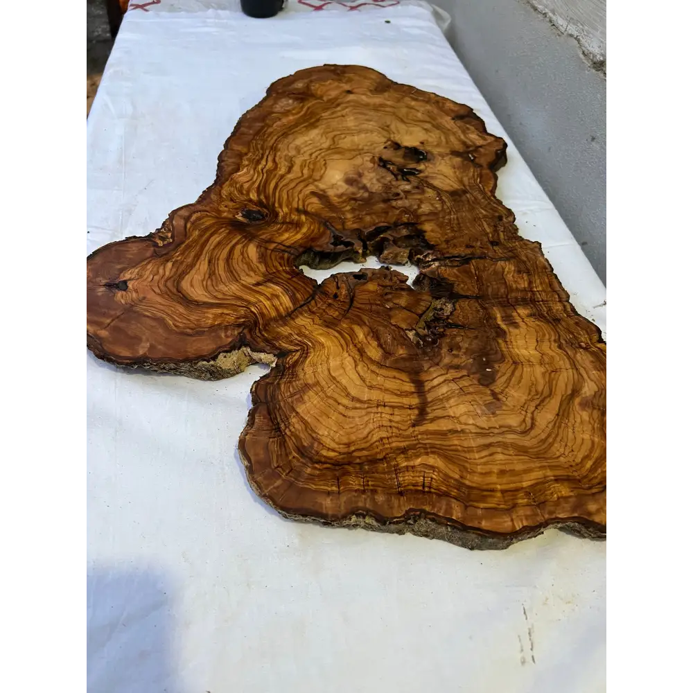 Rare Live Edge Olive Wood Slab 41x65cm | Unique Grain for Epoxy Resin, Luthier & Luxury Decor | Sustainable Premium DIY Material.