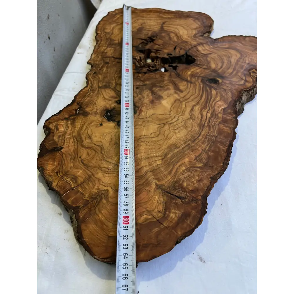 Rare Live Edge Olive Wood Slab 41x65cm | Unique Grain for Epoxy Resin, Luthier & Luxury Decor | Sustainable Premium DIY Material.