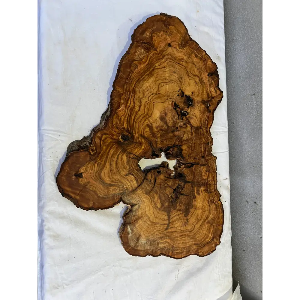 Rare Live Edge Olive Wood Slab 41x65cm | Unique Grain for Epoxy Resin, Luthier & Luxury Decor | Sustainable Premium DIY Material.