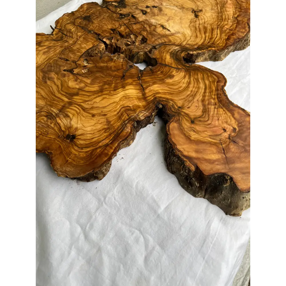 Rare Live Edge Olive Wood Slab (44x64cm) - Super Dry Epoxy Resin Lumber for Coffee Table, Clock & Guitar Body - Unique Natural Grain Art.