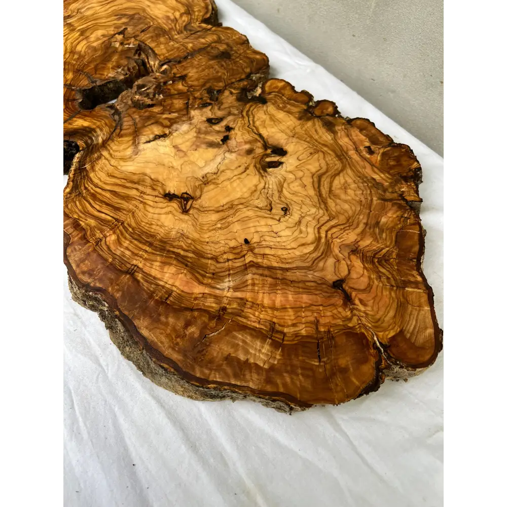 Rare Live Edge Olive Wood Slab (44x64cm) - Super Dry Epoxy Resin Lumber for Coffee Table, Clock & Guitar Body - Unique Natural Grain Art.