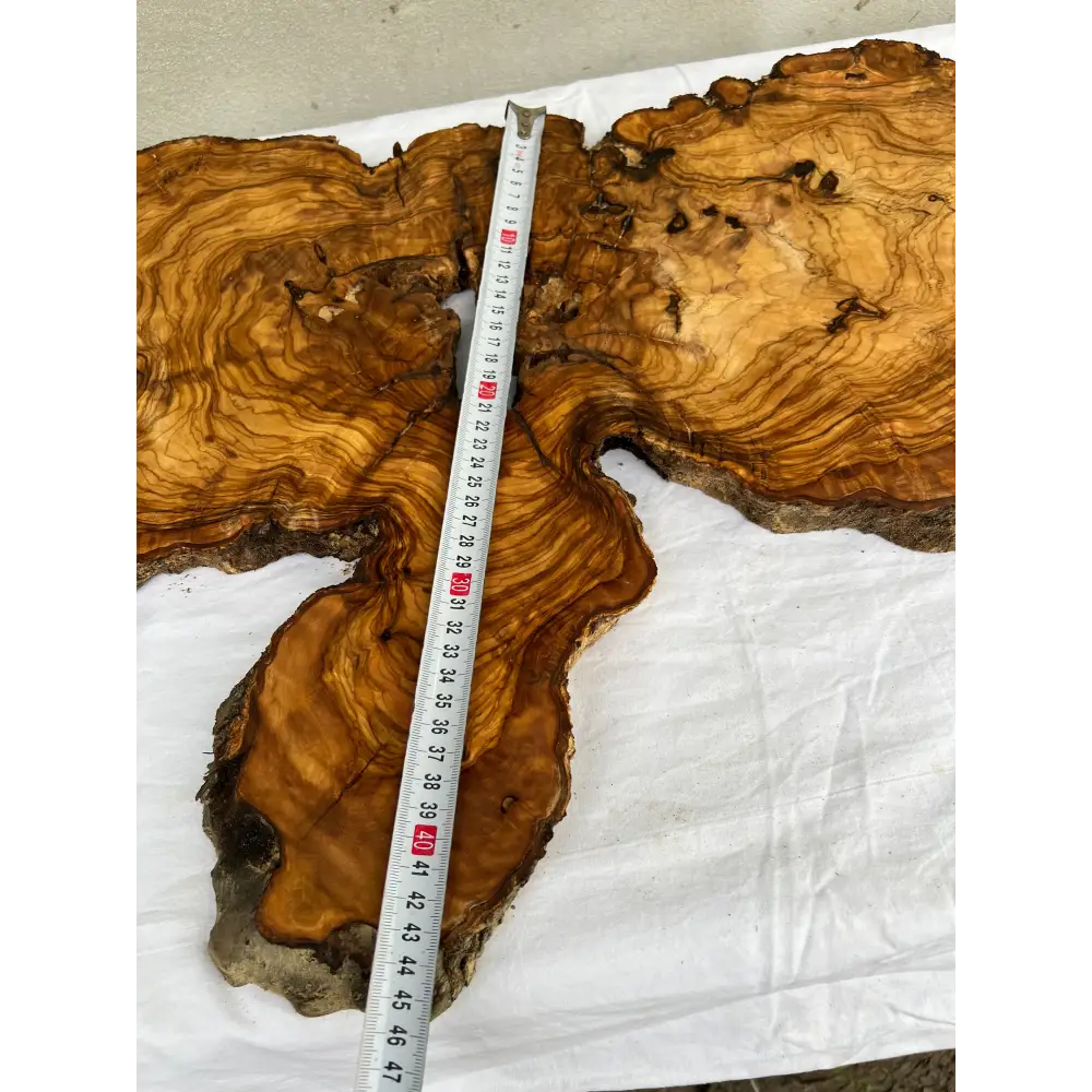 Rare Live Edge Olive Wood Slab (44x64cm) - Super Dry Epoxy Resin Lumber for Coffee Table, Clock & Guitar Body - Unique Natural Grain Art.