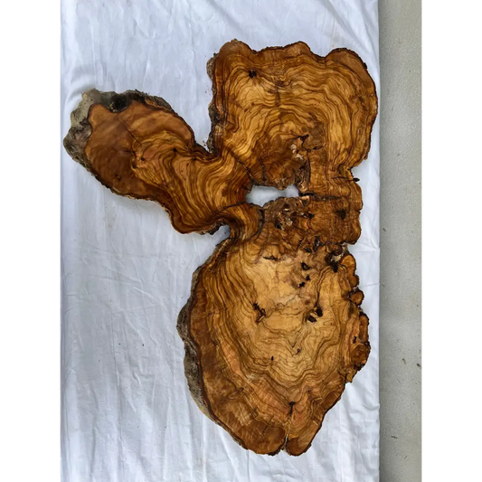 Rare Live Edge Olive Wood Slab (44x64cm) - Super Dry Epoxy Resin Lumber for Coffee Table, Clock & Guitar Body - Unique Natural Grain Art.
