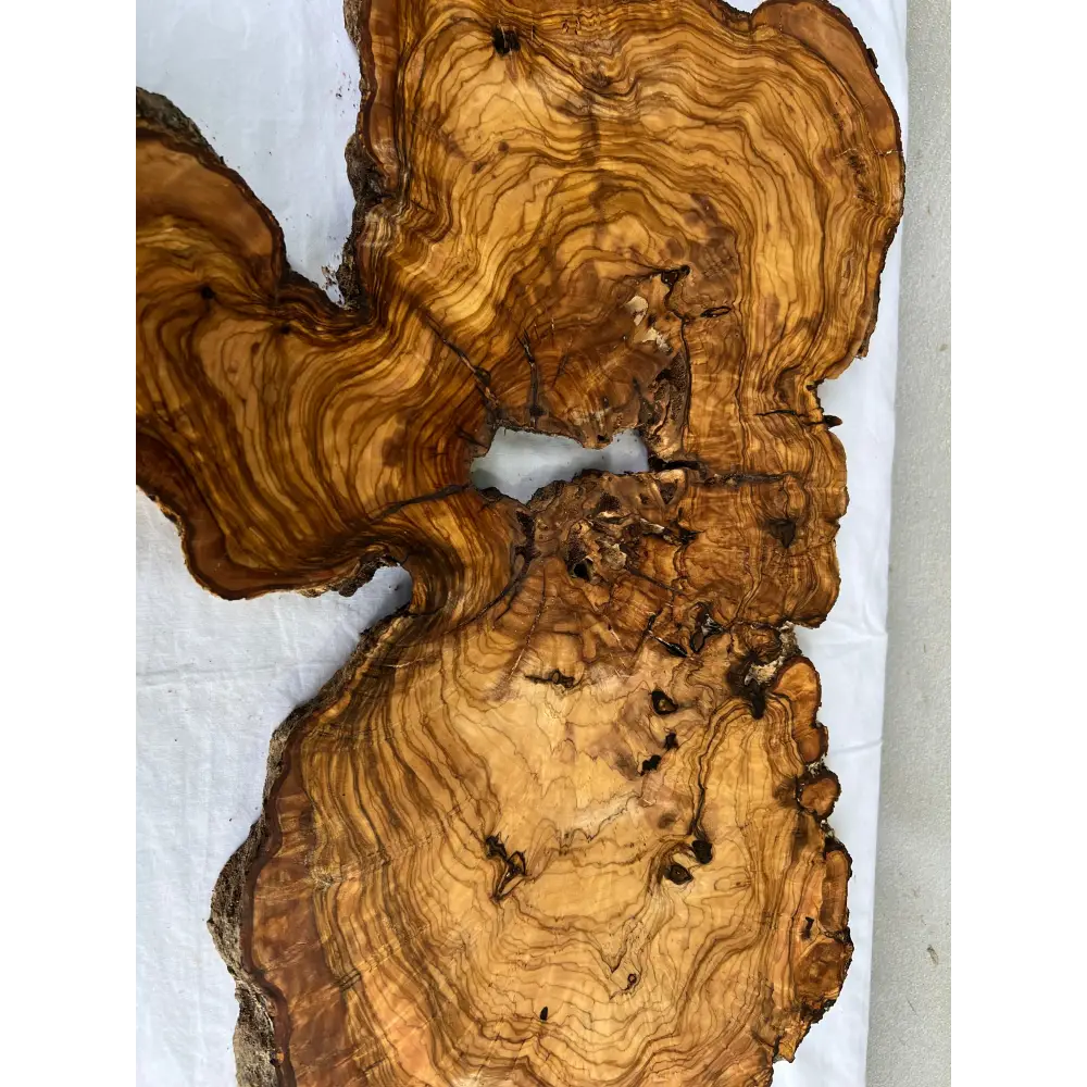 Rare Live Edge Olive Wood Slab (44x64cm) - Super Dry Epoxy Resin Lumber for Coffee Table, Clock & Guitar Body - Unique Natural Grain Art.