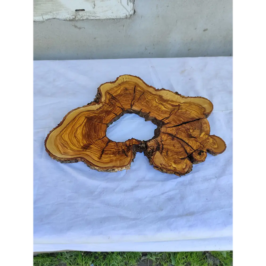 Rare Olive Wood Live Edge Slab 28x40cm | Exotic Epoxy Resin & Luthier Wood | Super Dry 3% Moisture | Sustainable Luxury