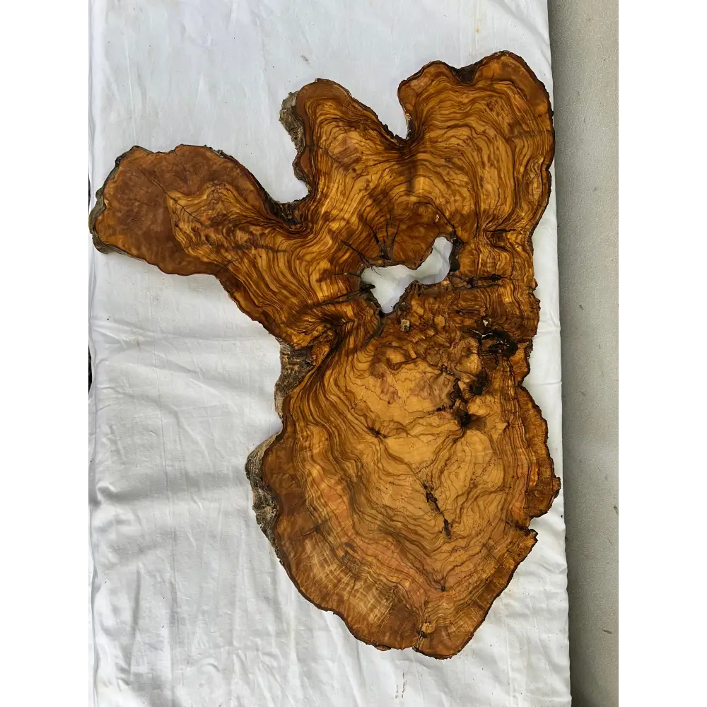 Rare Olive Wood Live Edge Slab 46x66cm - Super Dry Unique Grain for Epoxy Resin Art, Coffee Table & Luthier Craft - Sustainable Luxury.