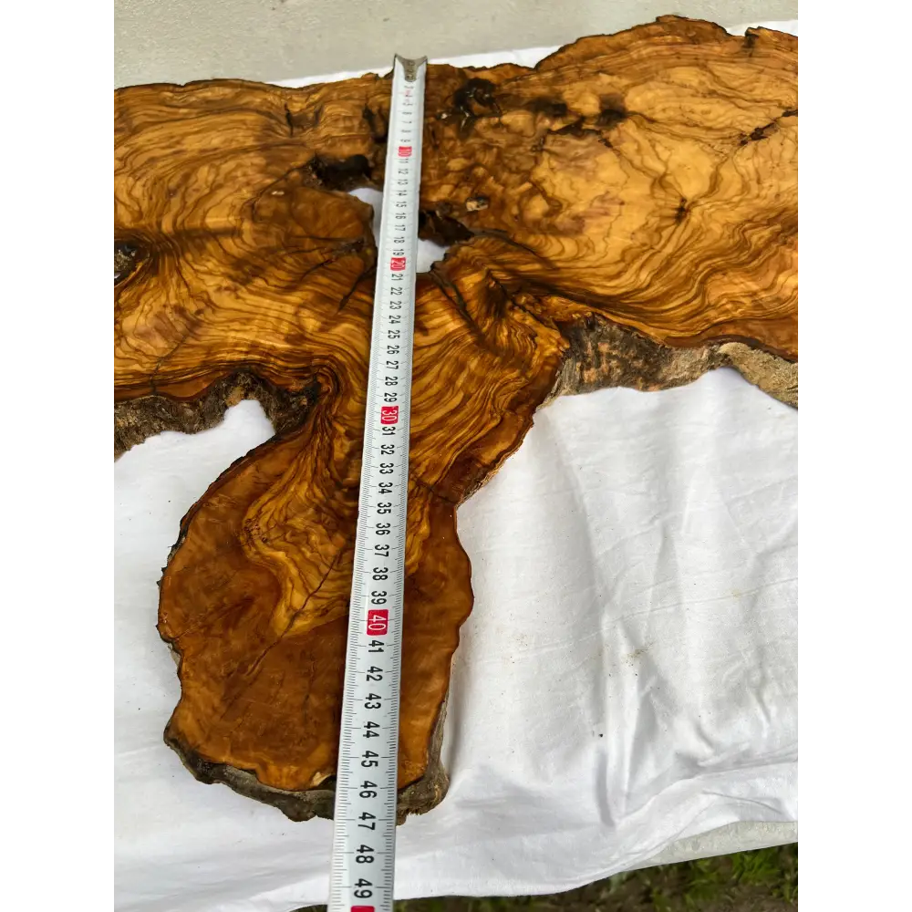 Rare Olive Wood Live Edge Slab 46x66cm - Super Dry Unique Grain for Epoxy Resin Art, Coffee Table & Luthier Craft - Sustainable Luxury.