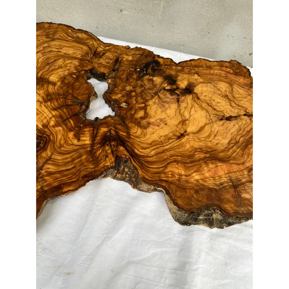 Rare Olive Wood Live Edge Slab 46x66cm - Super Dry Unique Grain for Epoxy Resin Art, Coffee Table & Luthier Craft - Sustainable Luxury.