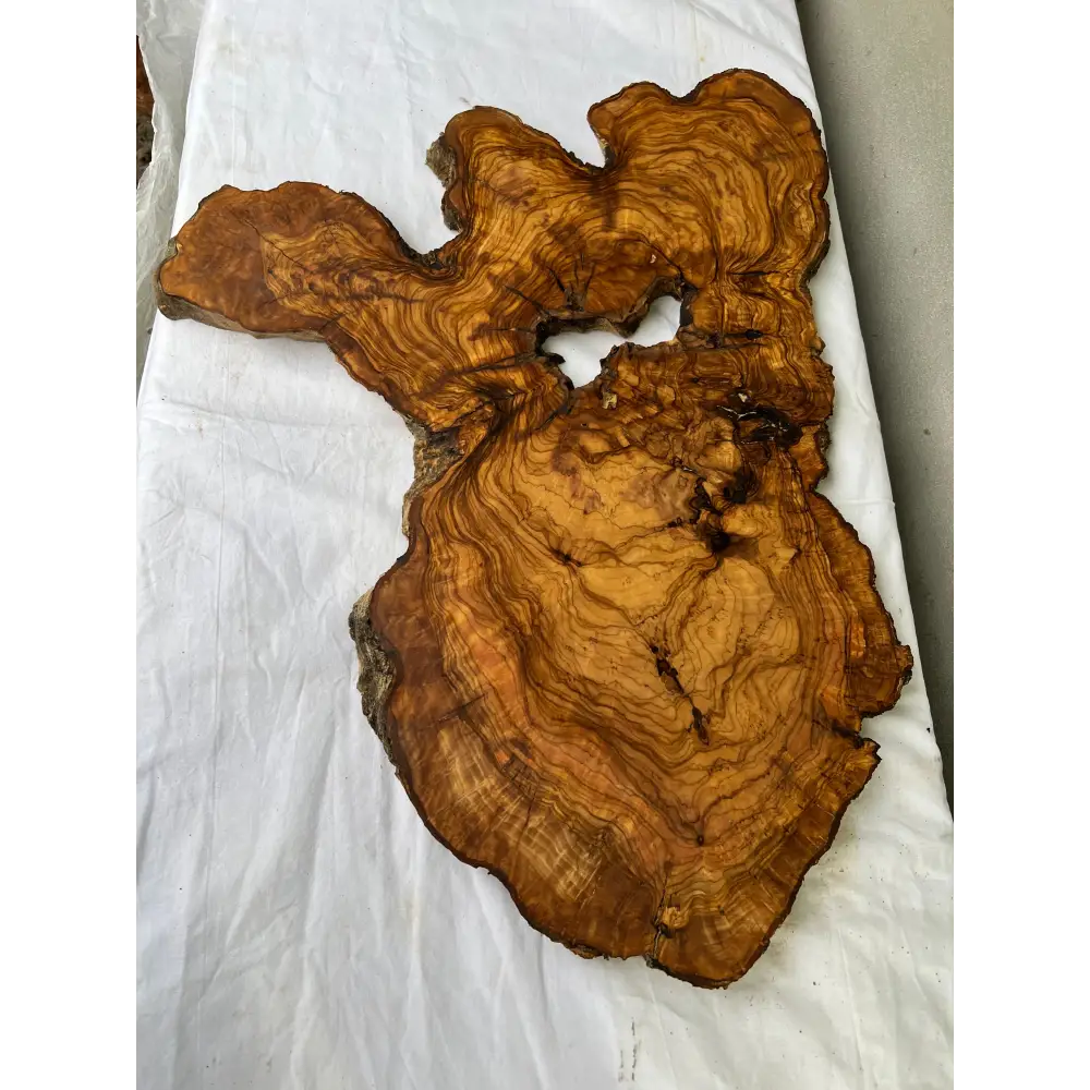 Rare Olive Wood Live Edge Slab 46x66cm - Super Dry Unique Grain for Epoxy Resin Art, Coffee Table & Luthier Craft - Sustainable Luxury.